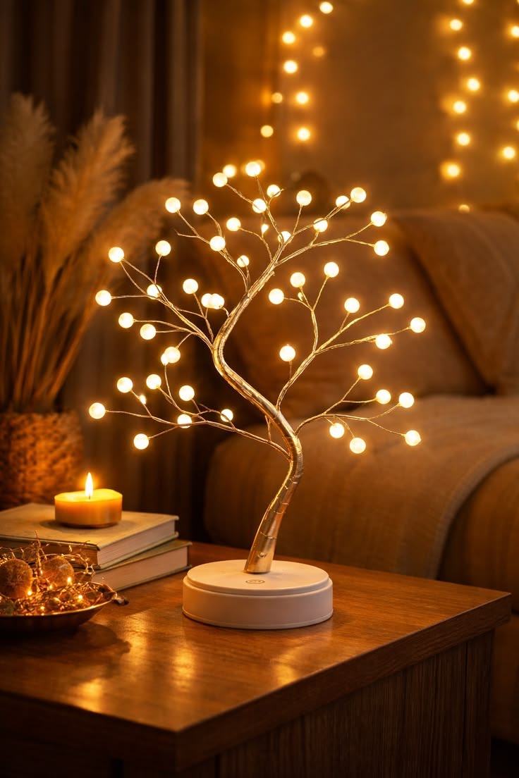 Aesthetic LED Bonsai Tree Lamp ✨ Warm White Cozy Light for Bedroom & Home Decor