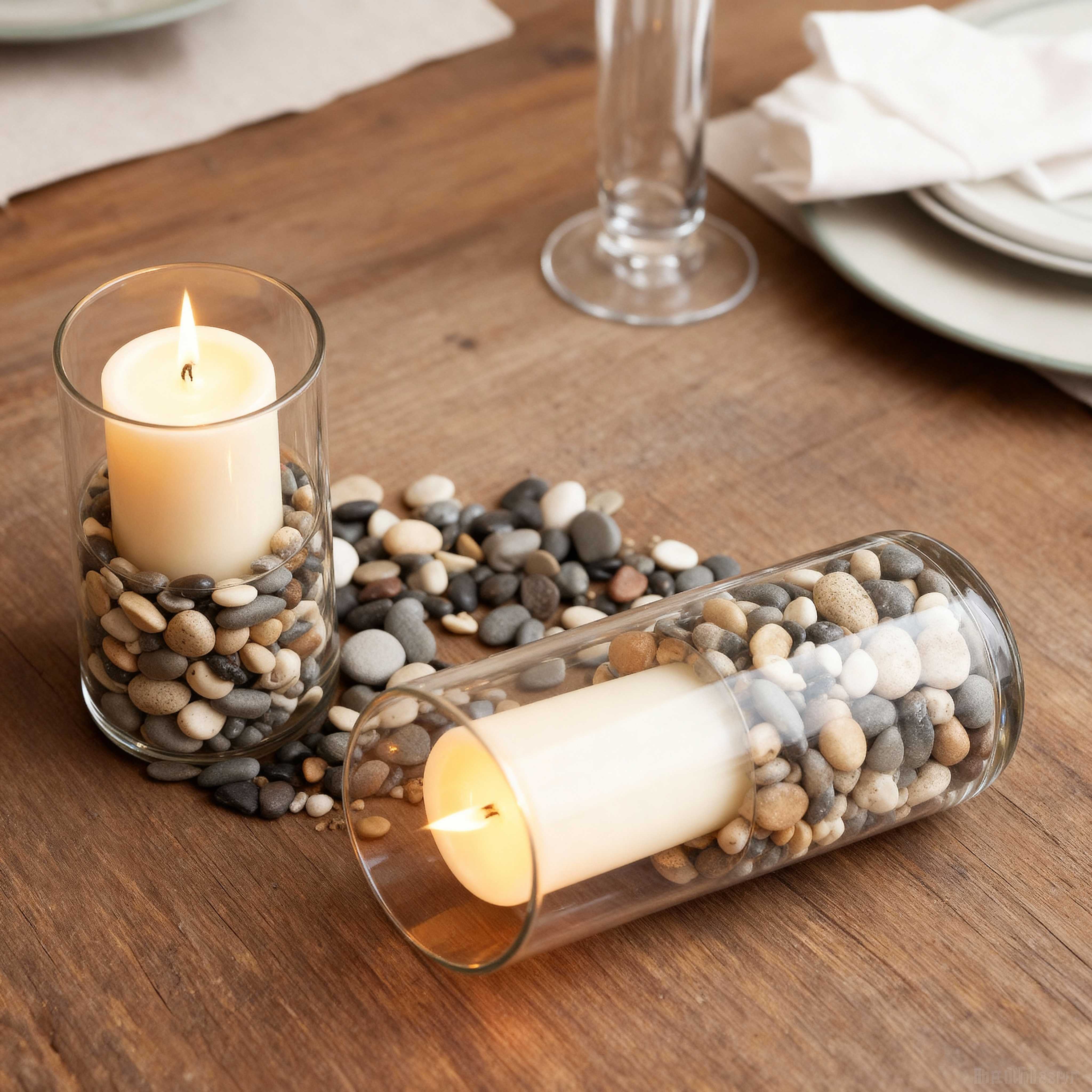 Serenity Pebble Glass Candle Set